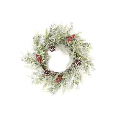 Couronne de Noël avec baies et pomme de pin Vert, H. 10 cm, WREATH XMAS