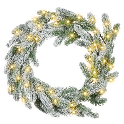 Couronne de Noël enneigée LED ALBINI 45 cm Vert