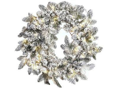 Couronne de Noël enneigée LED SUNDO 70 cm Blanc