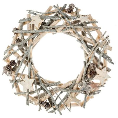 Couronne de Noël "Polaire" 32cm Gris & Blanc