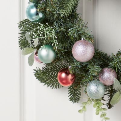 Couronne de Noël avec ornements coloris bleu, doré, bronze, diam. 50 cm