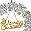 Couronne de Noël Merry Chistmas, métal, argent et doré, diam. 28 cm