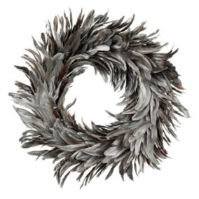 Couronne Design "Plumes Déco" 55cm Argent