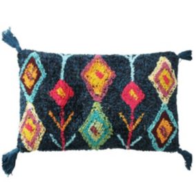 Coussin 100 % coton esprit berbère bleu 30x50