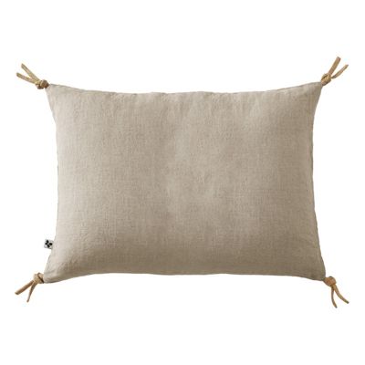 Coussin 40 x 60 cm en lin lavé sable avec 4 nouettes en jute - LUISA