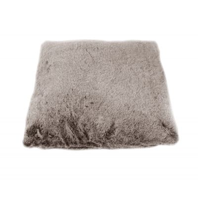Coussin 45 x 45 cm taupe effet fourrure doux et moelleux - DOUDOU