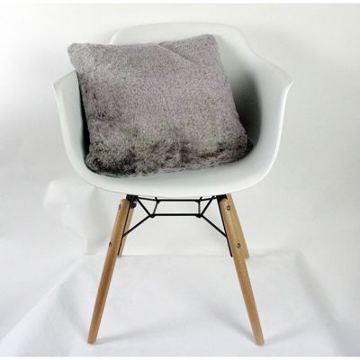 Coussin 45 x 45 cm taupe effet fourrure doux et moelleux - DOUDOU