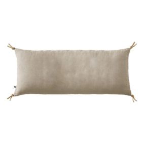 Coussin 55 x 110 cm en lin lavé sable avec 4 nouettes en jute - LUISA