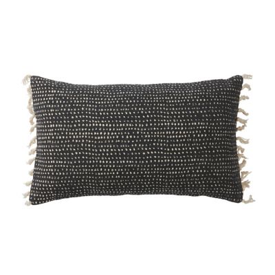 Coussin à rayures tissées Blooma Denia noir et blanc 30 x 50 cm