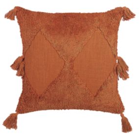 Coussin AVIUM Coton 45 x 45 cm Géométrique Touffeté Orange