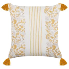 Coussin BILOBA Coton 45 x 45 cm Floral Impression en bloc Jaune