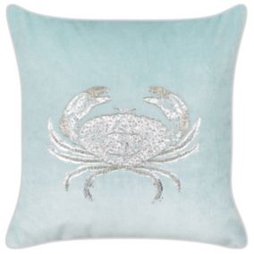 Coussin BOSSIELLA Coton 45 x 45 cm Animal Impression en bloc Bleu clair