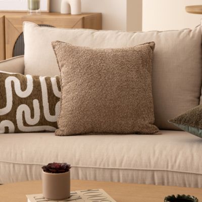 Coussin bouclette Soana beige lin 45x45cm - Atmosphera Créateur d'intérieur