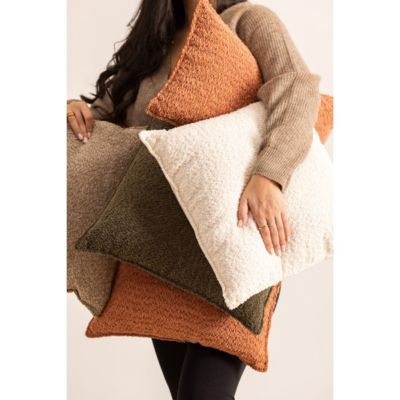 Coussin bouclette Soana beige lin 45x45cm - Atmosphera Créateur d'intérieur