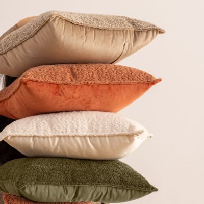 Coussin bouclette Soana beige lin 45x45cm - Atmosphera Créateur d'intérieur