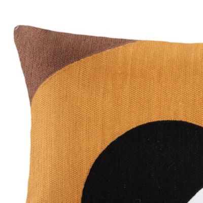 Coussin brodé et déhoussable (30x50 cm - Jaune Ocre)