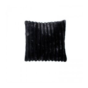 Coussin côtelé effet fourrure noir - 40x40cm - Noir