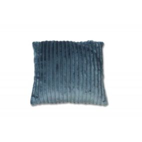 Coussin carré 40 cm bleu en velours côtelé doux - BOREAL