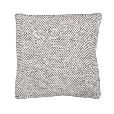 Coussin carré 40 x 40 cm coton brodé avec motifs chevrons gris - GLOW