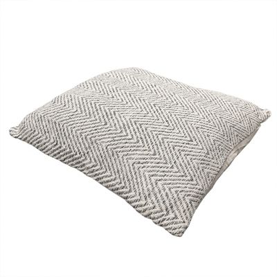 Coussin carré 40 x 40 cm coton brodé avec motifs chevrons gris - GLOW