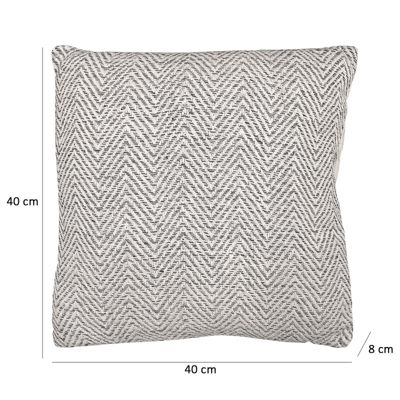 Coussin carré 40 x 40 cm coton brodé avec motifs chevrons gris - GLOW