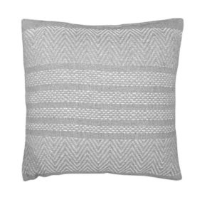 Coussin carré 40 x 40 cm coton brodé avec motifs lignes gris - FLICKER