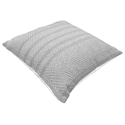 Coussin carré 40 x 40 cm coton brodé avec motifs lignes gris - FLICKER