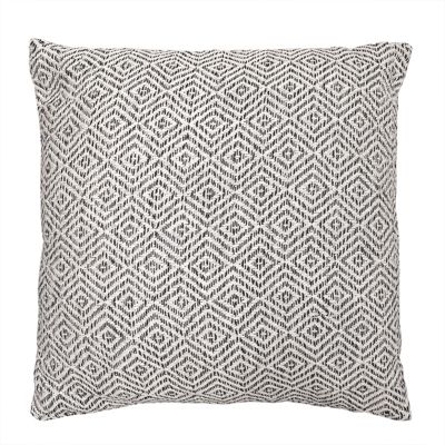 Coussin carré 40 x 40 cm coton brodé avec motifs losanges noirs - EMBER