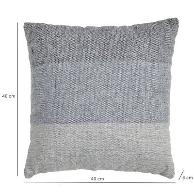 Coussin carré 40 x 40 cm coton brodé dégradé de bleu et écru - ABYSS