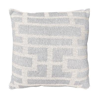 Coussin carré 40 x 40 cm coton brodé de motifs géométriques gris - RAY