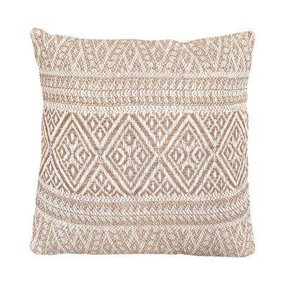 Coussin carré 40 x 40 cm coton brodé motifs aztèques beige - LUSTER