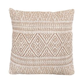 Coussin carré 40 x 40 cm coton brodé motifs aztèques beige - LUSTER