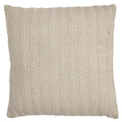 Coussin carré 40 x 40 cm en coton brodé en lignes beige - TWINKLE