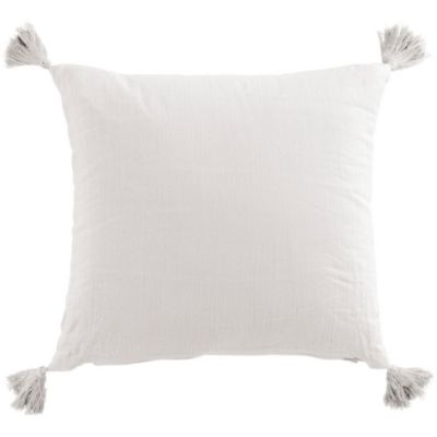 Coussin carré 40x40 cm gaze de coton avec pompons chantilly