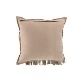 Coussin carré avec franges en cuir gris clair 41x41cm