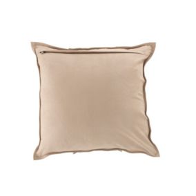 Coussin carré avec ligne en cuir gris clair 43x43cm