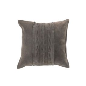 Coussin carré avec ligne en cuir gris foncé 43x43cm
