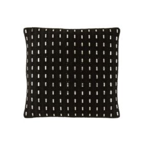 Coussin carré avec miroirs rectangles en coton noir 45x45cm