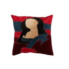Coussin carré avec motif en cuir noir et doré 45x45cm