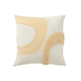 Coussin carré avec motifs en textile beige 43x43x10 cm