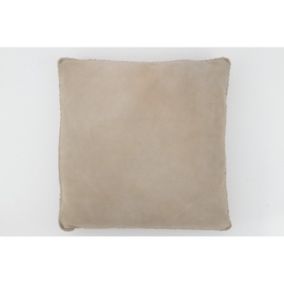 Coussin carré en cuir gris 45x45x7 cm