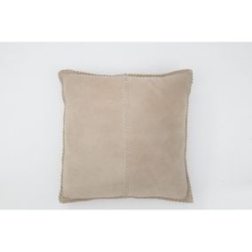 Coussin carré en cuir gris 45x45x8 cm