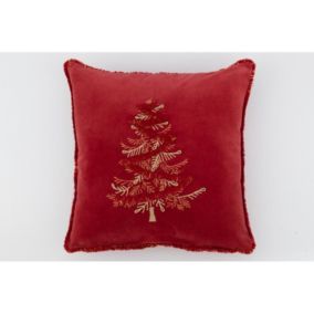 Coussin carré en textile rouge 45x45x3.75 cm