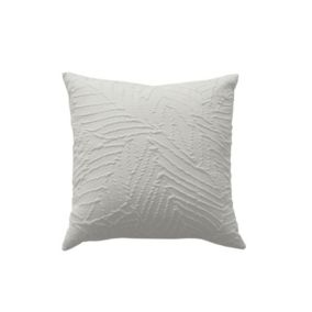 Coussin carré feuillage aspect gaufré (40x40 cm - Ecru)