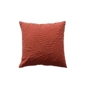Coussin carré feuillage aspect gaufré (40x40 cm - Terracotta)
