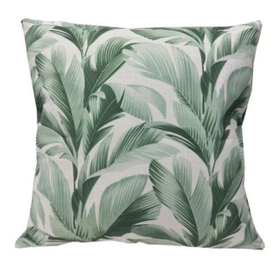 Coussin carré Deko & Co feuillage Blanc et Vert L. 45 x l. 45 cm
