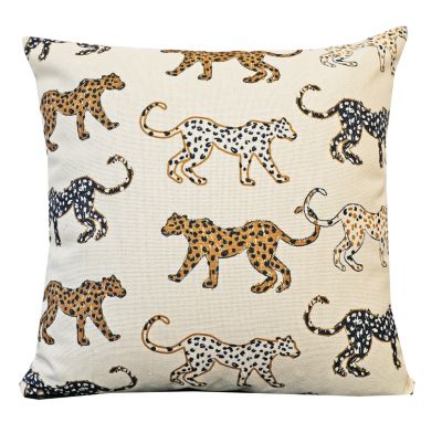 Coussin carré Leopold imprimé tigres beige L.45 x l.45cm Deco&co