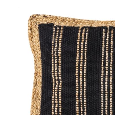 Coussin Chindi à rayures noir et jute L.60 x l.40 x ep.3 cm Deco&Co