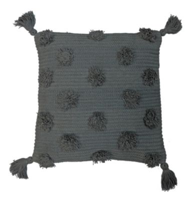 Coussin Chindi pompons gris L.40 x l.40cm Deco&co