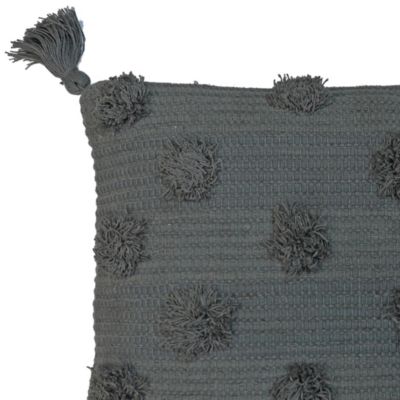 Coussin Chindi pompons gris L.40 x l.40cm Deco&co